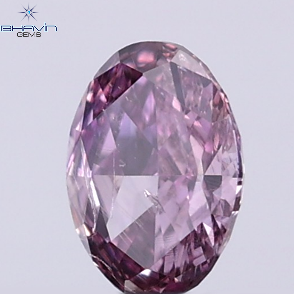 GIA Certified 0.25 CT Oval Shape Natural Diamond Brownish Purple-Pink Color I2 Clarity (4.67 MM)