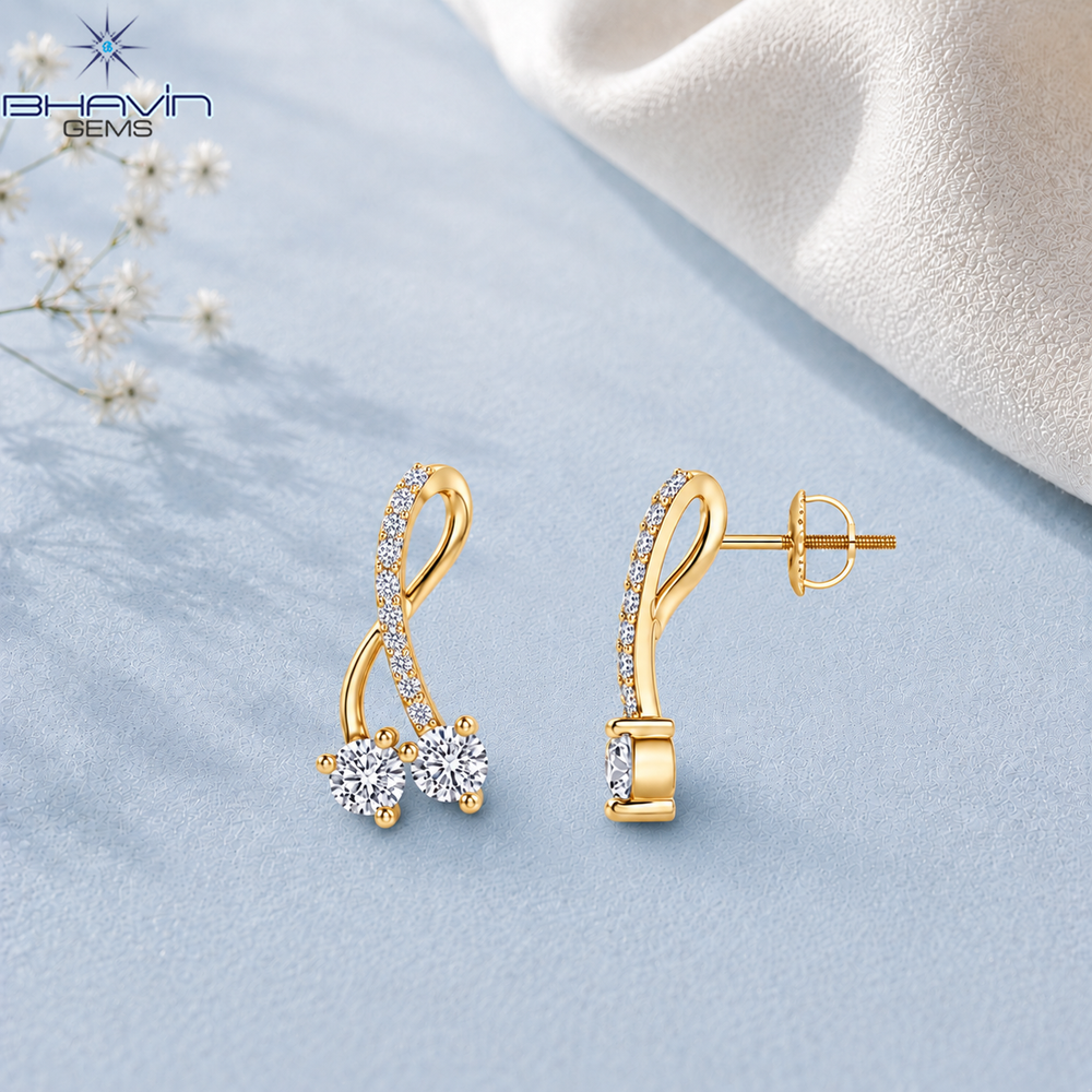 Twisted Double Diamond Drop Earrings