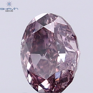 GIA Certified 0.26 CT Oval Shape Natural Diamond Brown Pink Color I2 Clarity (4.42 MM)