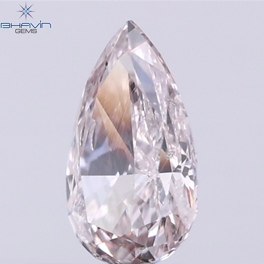 GIA Certified 0.46 CT Pear Diamond Pinkish Brown Color Natural Loose Diamond (6.54 MM)