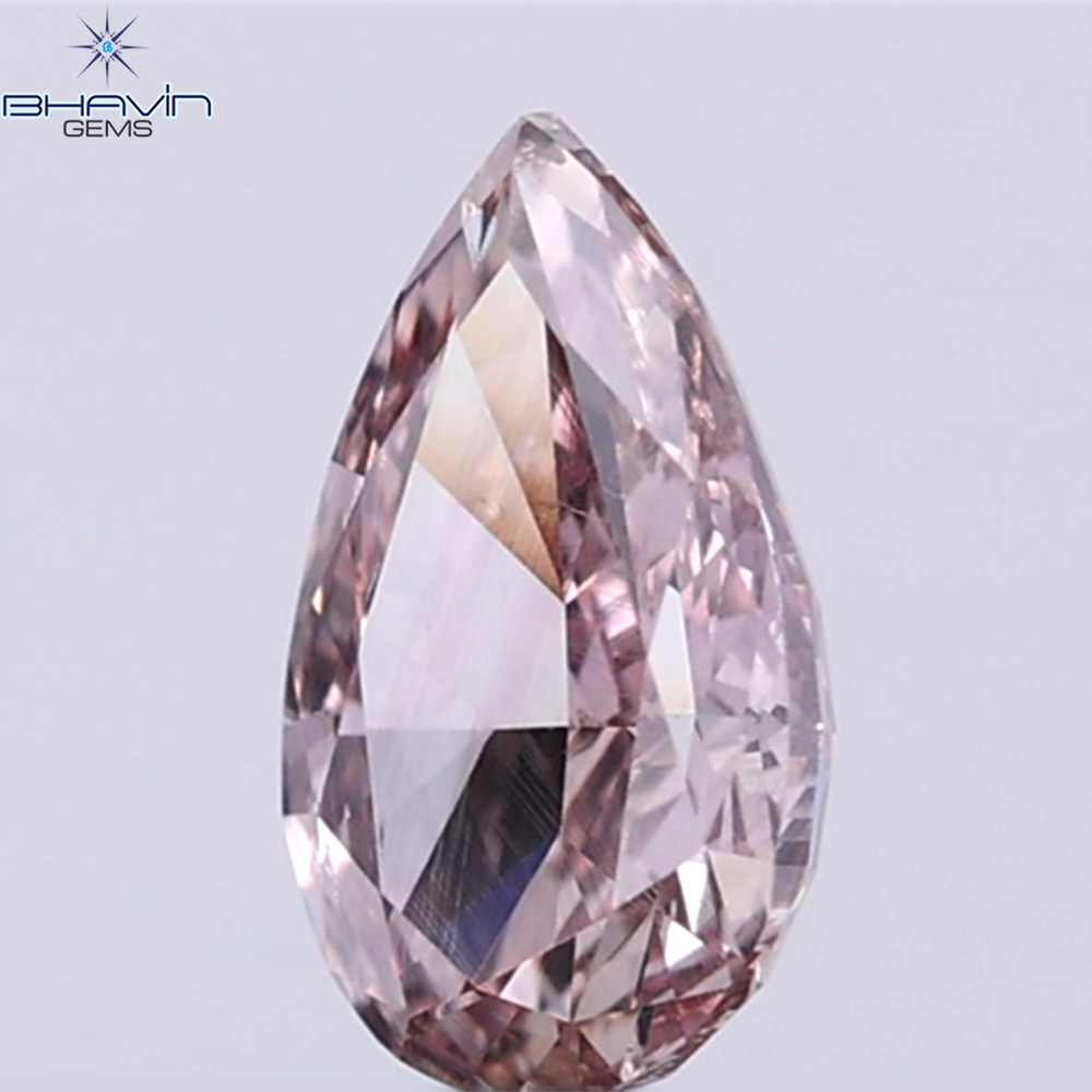 GIA Certified 0.40 CT Pear Diamond Natural Pink Brown Color (6.36 MM)