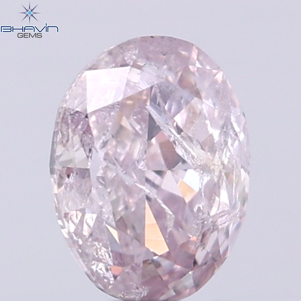 GIA Certified 0.55 CT Oval Shape Natural Diamond Brownish Pink Color I3 Clarity (5.69 MM)