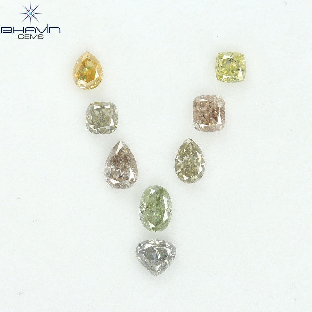 2.08 CT/8 Pcs Natural Mix Diamond Mix Fancy Color Clarity I1 (5.03 MM)