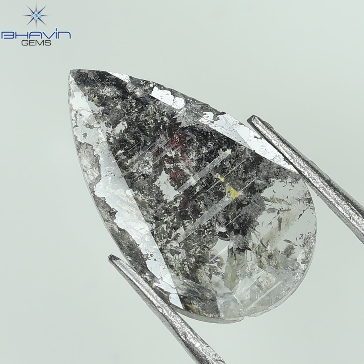 0.69 CT Natural Pear Slice Diamond Salt and Pepper Color Clarity I3 (10.85 MM)