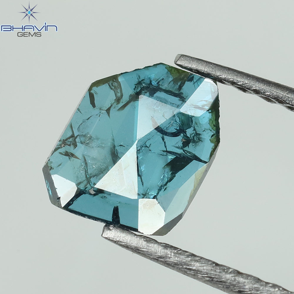 0.47 CT Enhanced Uncut Slice Shape Natural Loose Diamond Blue Color I3 Clarity (6.33 MM)