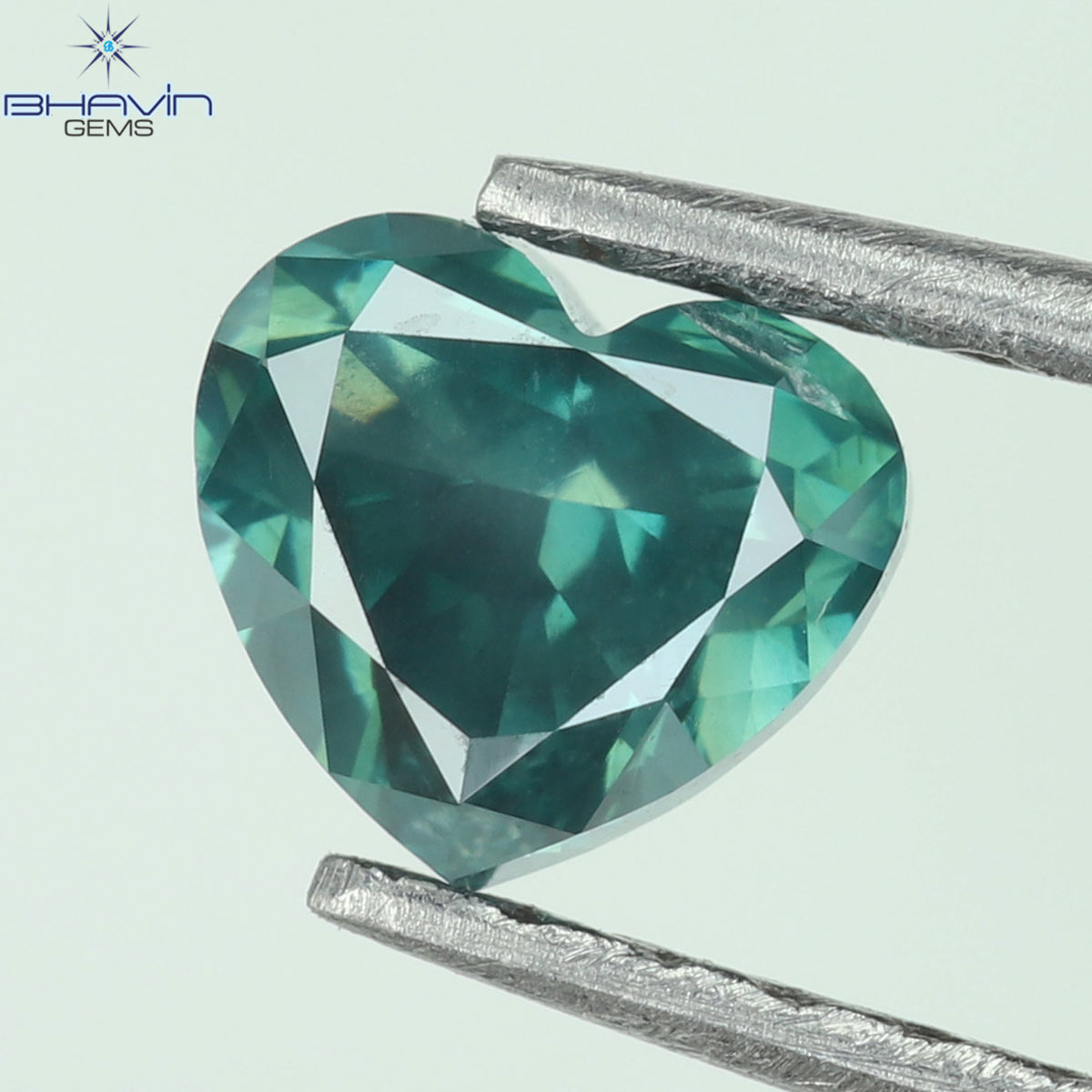 0.49 CT Natural Heart Diamond Enhanced Bluish Green Color Clarity SI1 (4.60 MM)