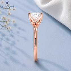 Cushion Cut Solitaire Engagement Ring with Tulip Petal Basket in Rose Gold