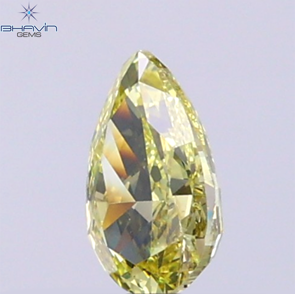 0.55 CT Natural Pear Diamond Intense Yellow Color Clarity VS2 (6.50 MM)