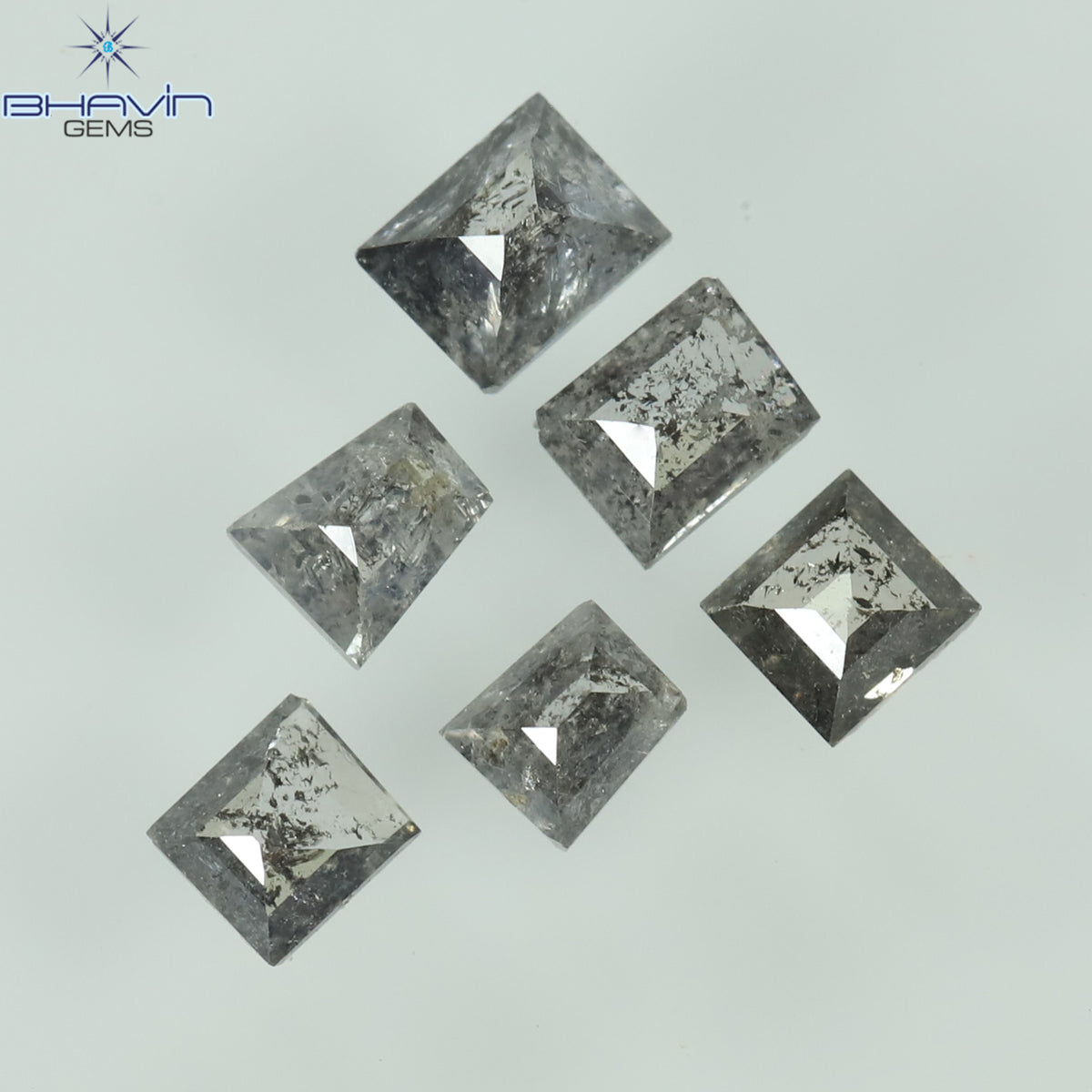 0.33 CT/6 Pcs Natural Square Baguette Diamond Salt and Pepper Color Clarity I3 (2.62 MM)