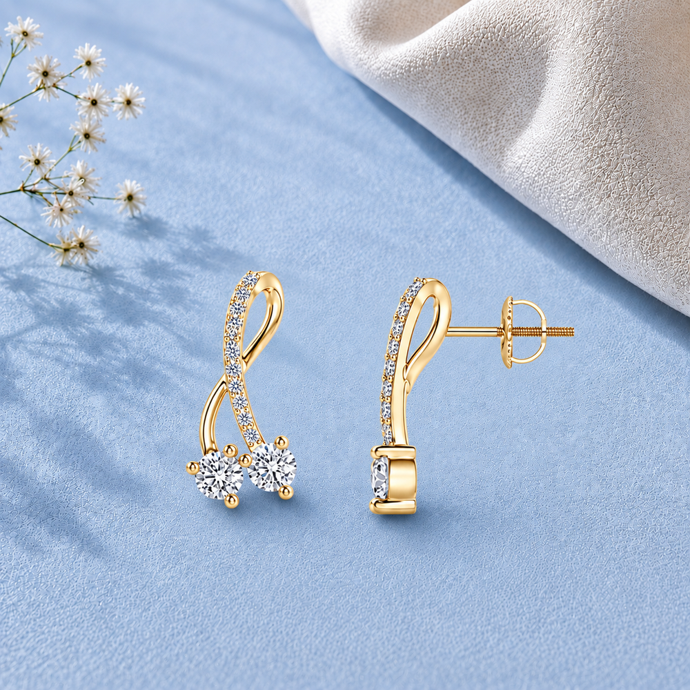 Twisted Double Diamond Drop Earrings