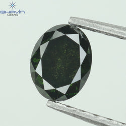 0.38 CT Oval Shape Enhanced Green Color Natural Loose Diamond I3 Clarity (4.82 MM)