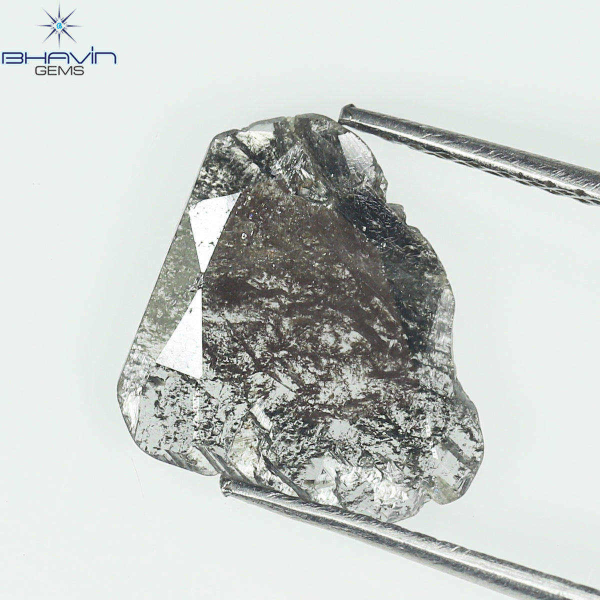 0.95 CT スライス シェイプ ナチュラル ダイヤモンド ソルト アンド ペッパー カラー I3 クラリティ (11.56 MM)