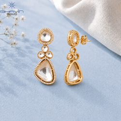 Polki Halo Drop Earrings with Artistic Cluster Design