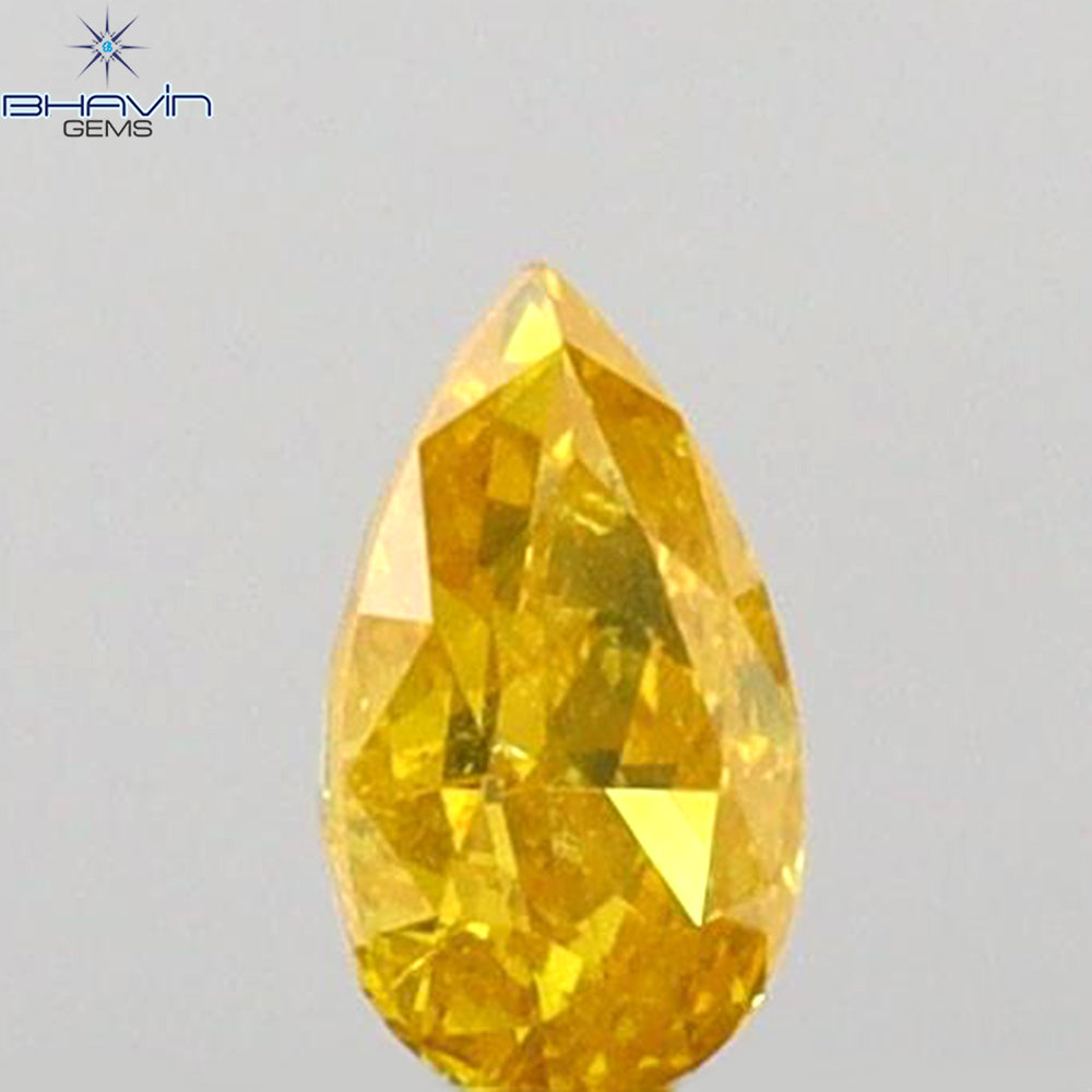 0.10 CT ペアシェイプ 天然ダイヤモンド イエローカラー SI2 クラリティ (3.86 MM)