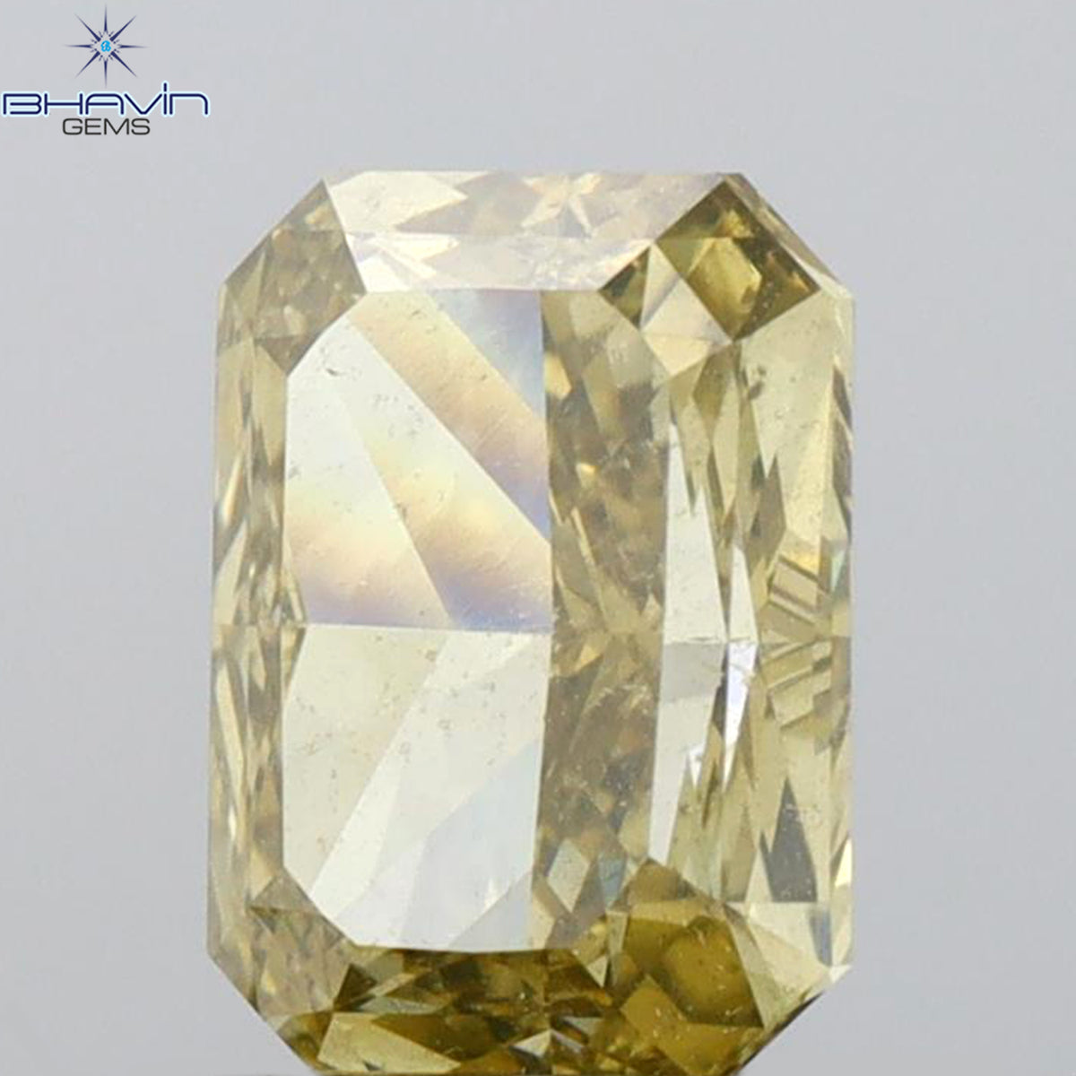 1.01 CT Radiant Shape Natural Diamond Green Yellow (Chameleon) Color SI1 Clarity (6.60 MM)