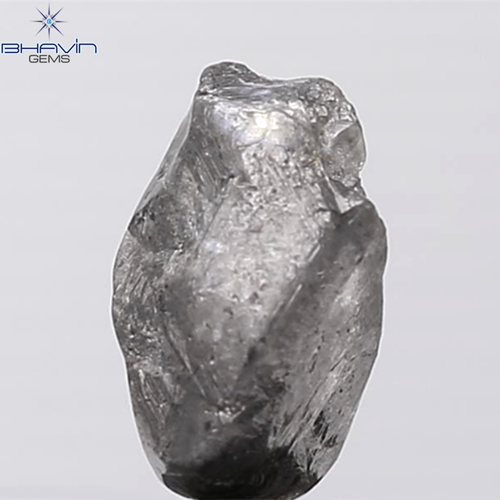 0.44 CT ラフシェイプ ナチュラル ダイヤモンド ブラック グレー (ソルト アンド パッパー) カラー I3 クラリティ (4.95 MM)