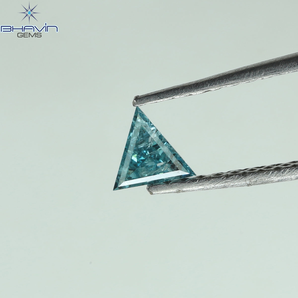0.19 CT Triangle Shape Natural Diamond Blue Color I2 Clarity (4.64 MM)