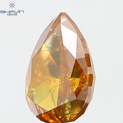 1.03 CT Pear Shape Natural Diamond Orange Yellow Color I3 Clarity (7.94 MM)