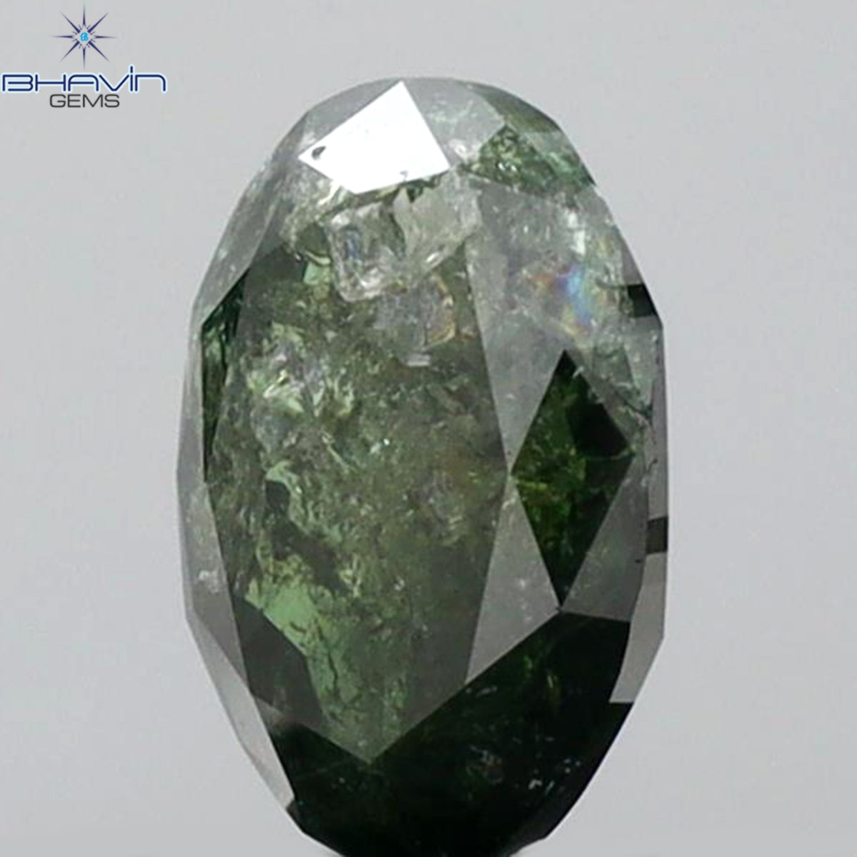 0.72 CT オーバルシェイプ 天然ダイヤモンド グリーンカラー I3 クラリティ (6.48 MM)