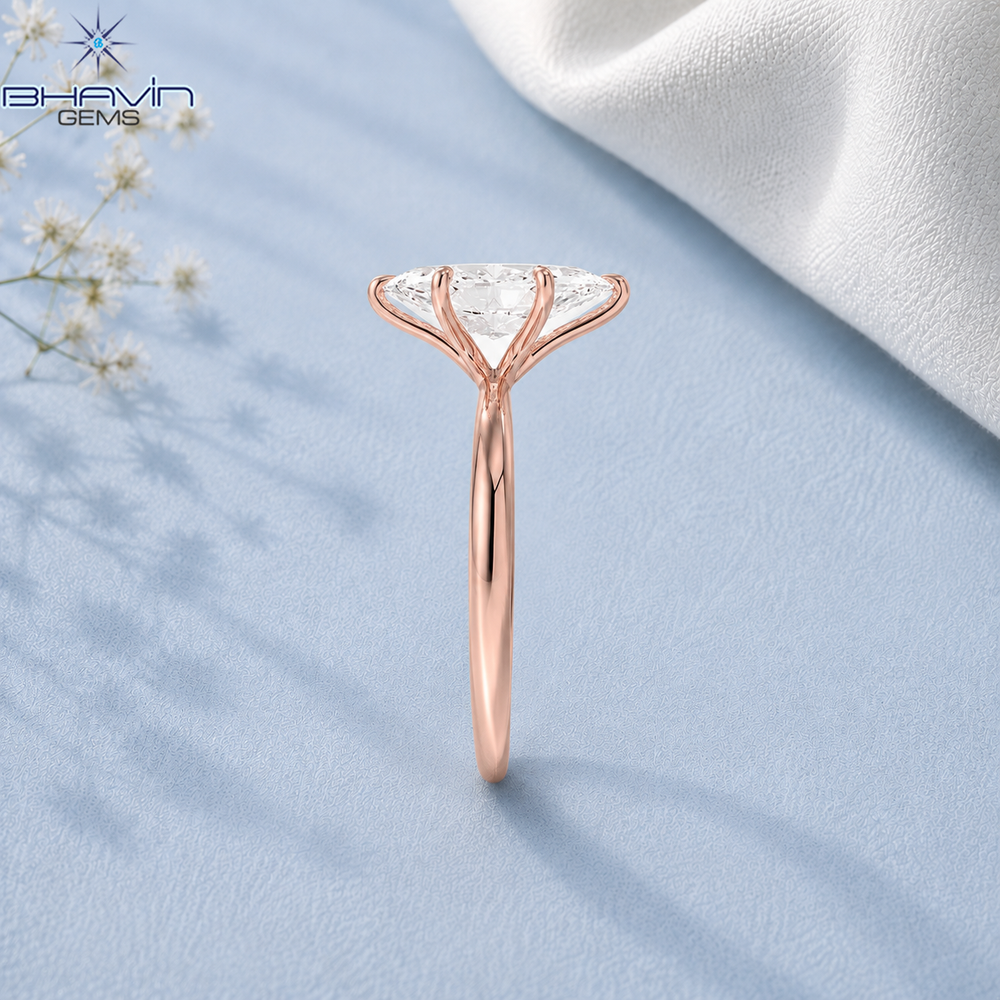 Marquise Cut Solitaire Engagement Ring with 6-Prong Sculpted Basket in Rose Gold