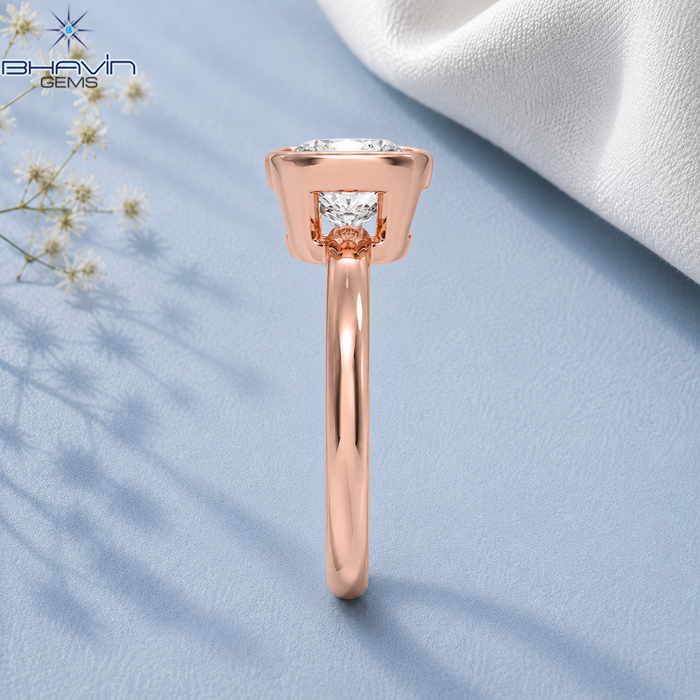 Cushion Cut Bezel Set Solitaire Engagement Ring in Rose Gold