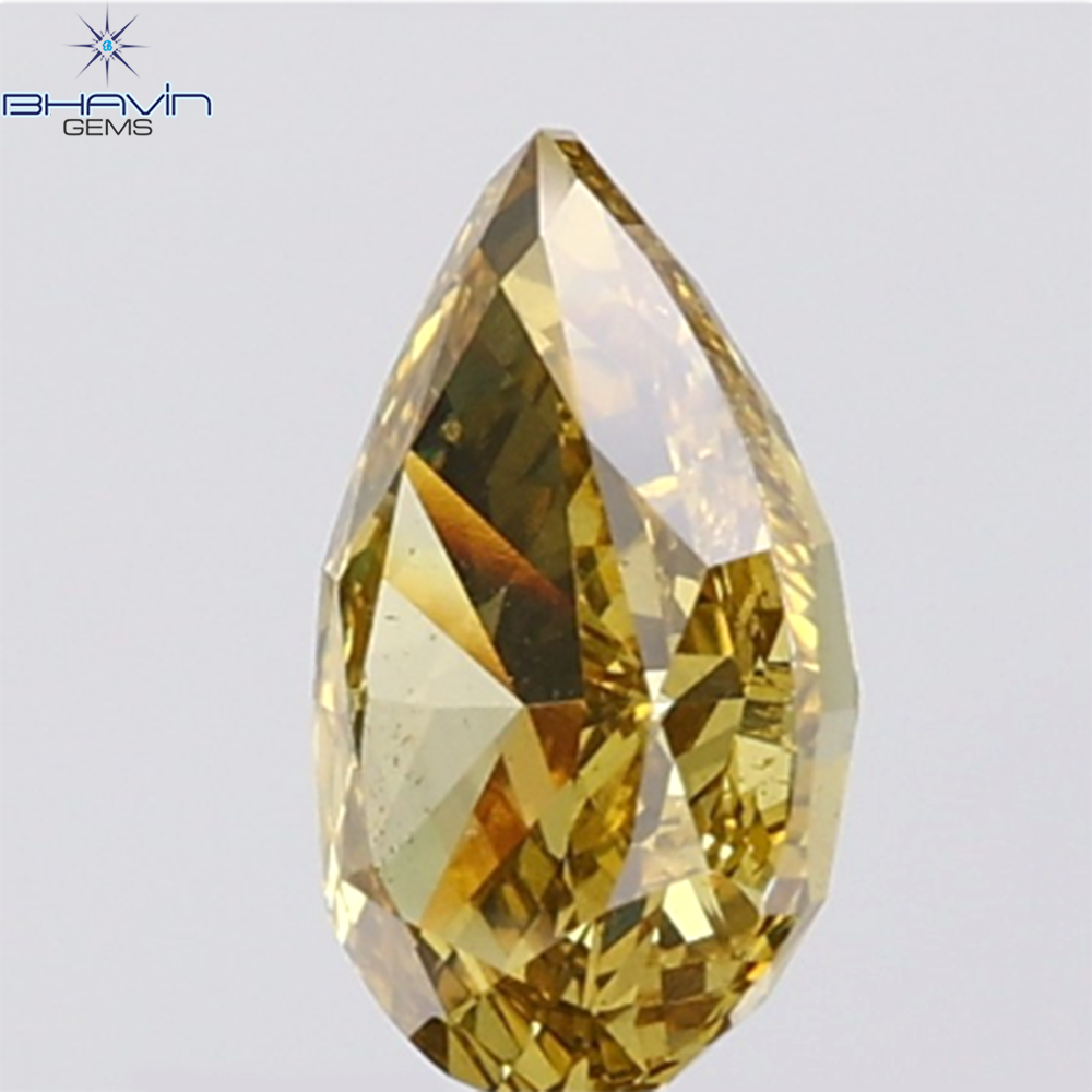 GIA Certified 1.20 CT Pear Diamond Natural Brownish Greenish Yellow Color SI2 Clarity (8.82 MM)
