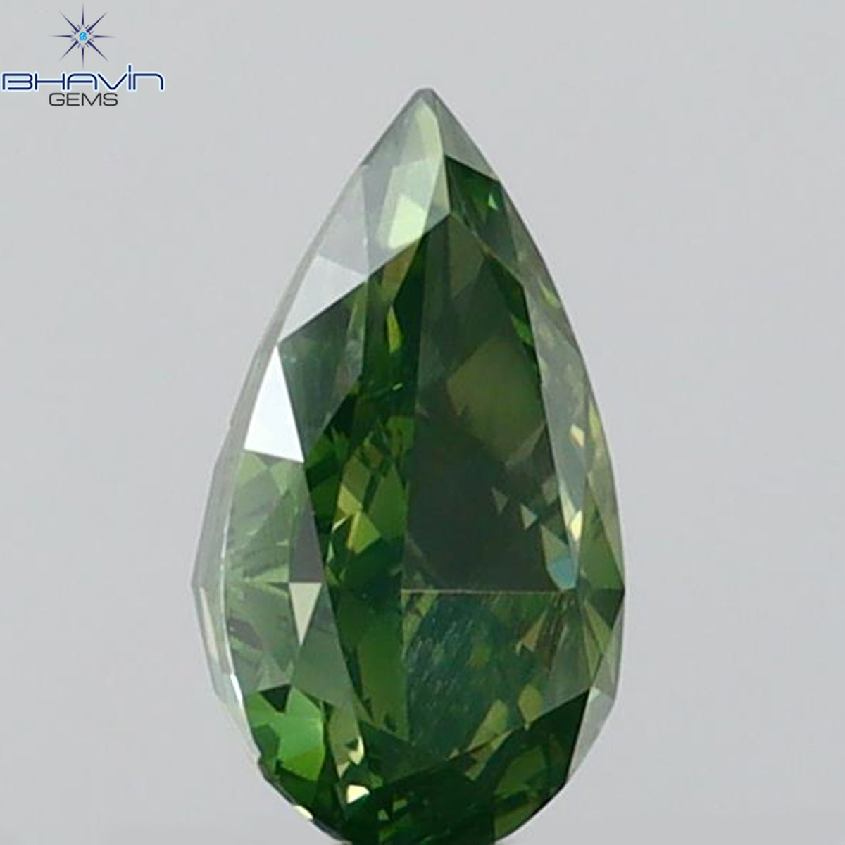 0.61 CT Natural Pear Diamond Enhanced Vivid Green Color Clarity VS2 (7.22 MM)
