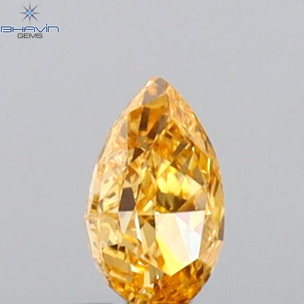 0.13 CT Pear Shape Natural Diamond Orange Color VS1 Clarity (4.00 MM)