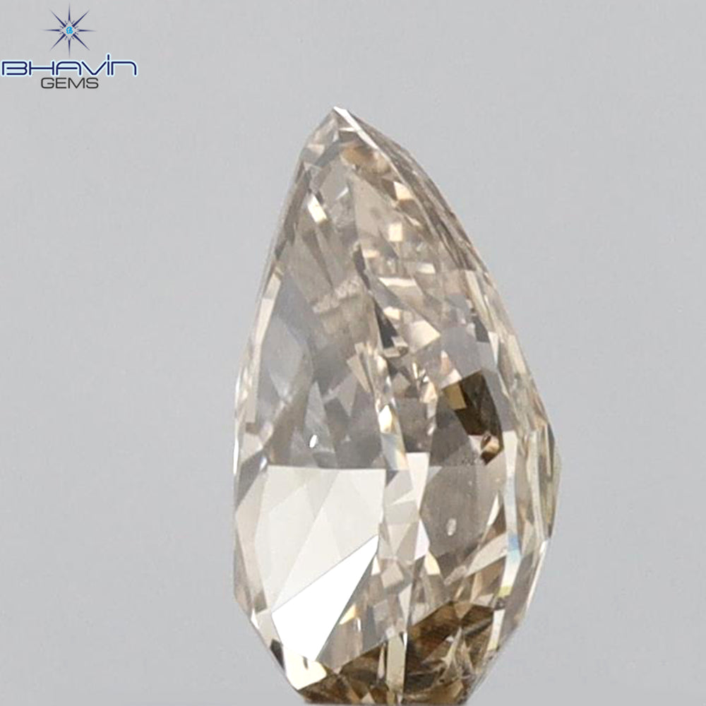 0.65 CT Pear Shape Natural Diamond Brown Color VS2 Clarity (6.82 MM)