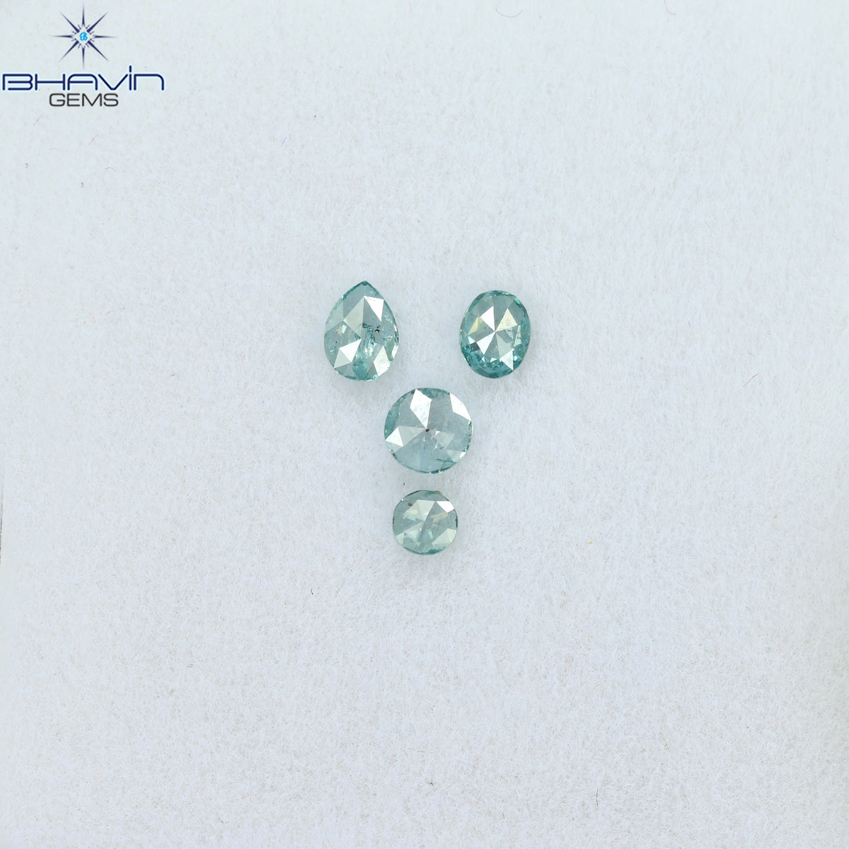 0.29 CT/4 Pcs Mix Shape Natural Diamond Blue Color I1 Clarity (3.60 MM)
