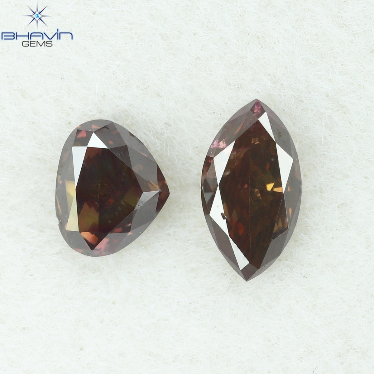 0.34 CT/3 ピース ミックス シェイプ ナチュラル ダイヤモンド グリーン ピンク カラー I1 クラリティ (4.37 MM)