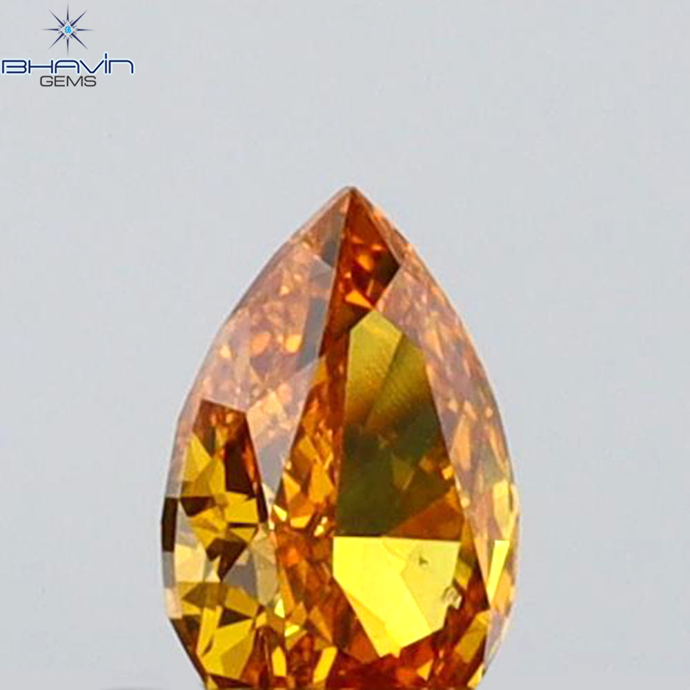 0.16 CT Pear Shape Natural Diamond Orange Color VS1 Clarity (4.31 MM)