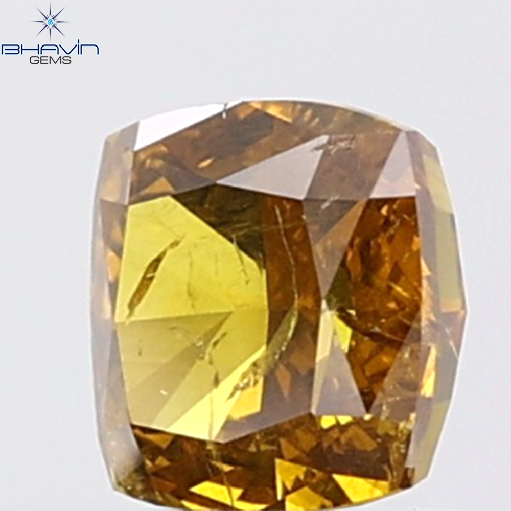 0.81 CT Cushion Diamond Natural Brown Orange Color I2 Clarity (5.13 MM)