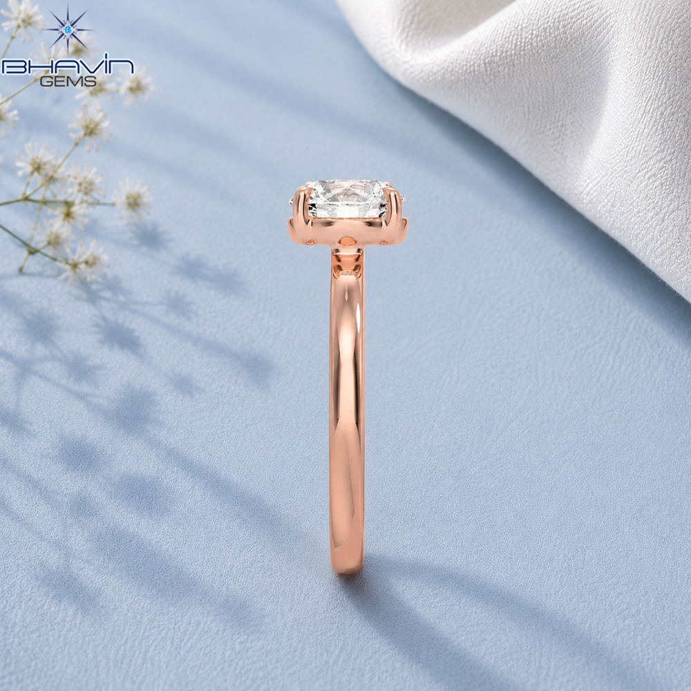 Round Brilliant Cut Solitaire Engagement Ring with Low-Profile Wire Basket in Rose Gold