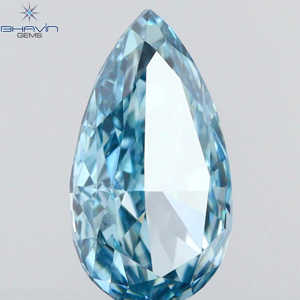 0.41 CT Pear Shape Natural Diamond Blue Color VS1 Clarity (6.56 MM)