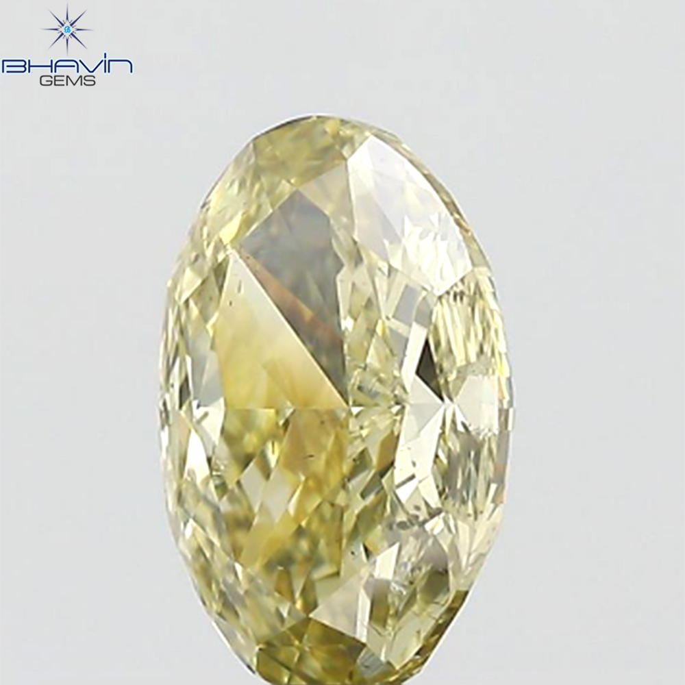 GIA Certified 1.01 CT Oval Shape Natural Diamond Brownish Greenish Yellow Color SI1 Clarity (8.19 MM)