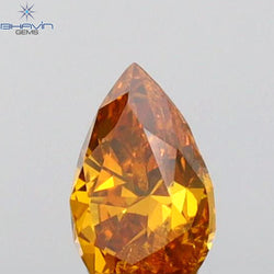 0.23 CT Pear Shape Natural Diamond Orange Color I1 Clarity (4.90 MM)