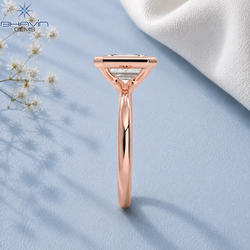 Emerald Cut Bezel Set Solitaire Engagement Ring in Rose Gold