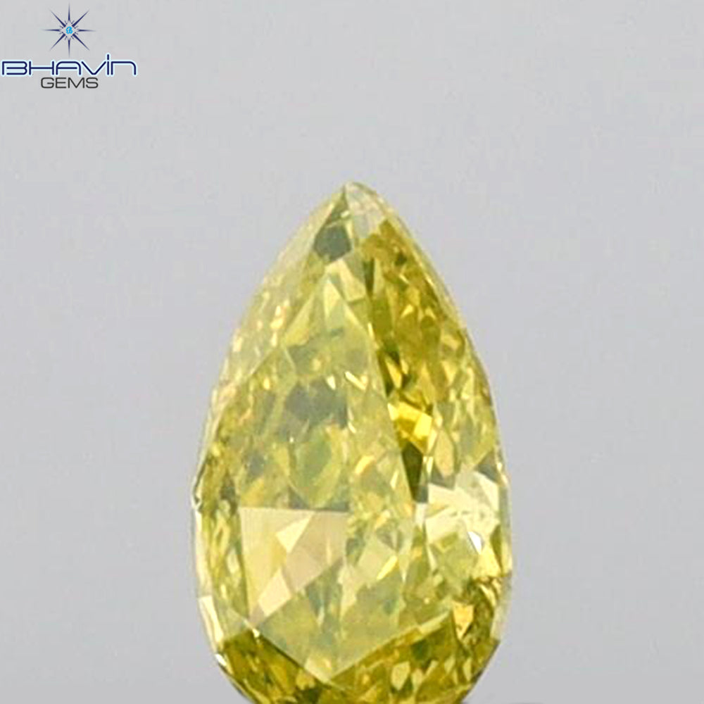 0.13 CT Pear Shape Natural Diamond Green (Parrot) Color VS1 Clarity (4.28 MM)