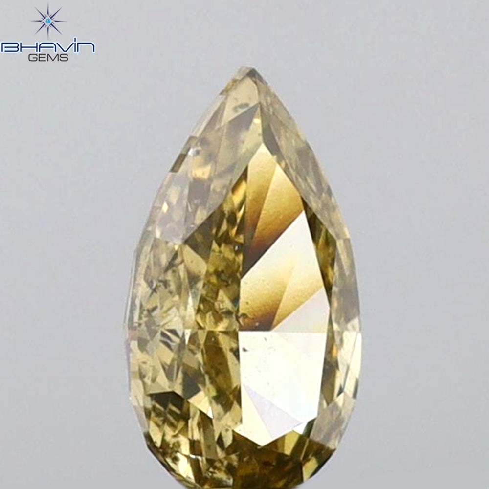 0.36 CT Pear Shape Natural Diamond Green (Chameleon) Color SI2 Clarity (6.15 MM)