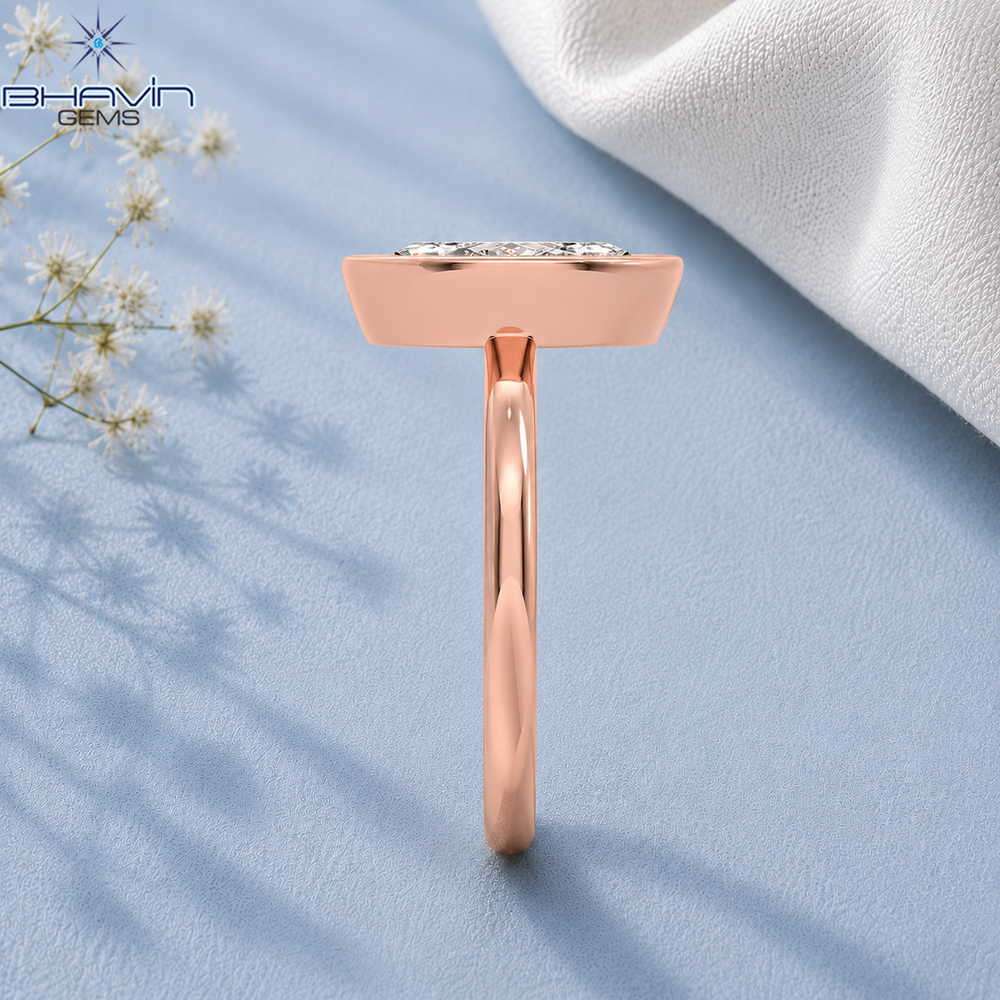 Marquise Cut Bezel Set Solitaire Engagement Ring in Rose Gold