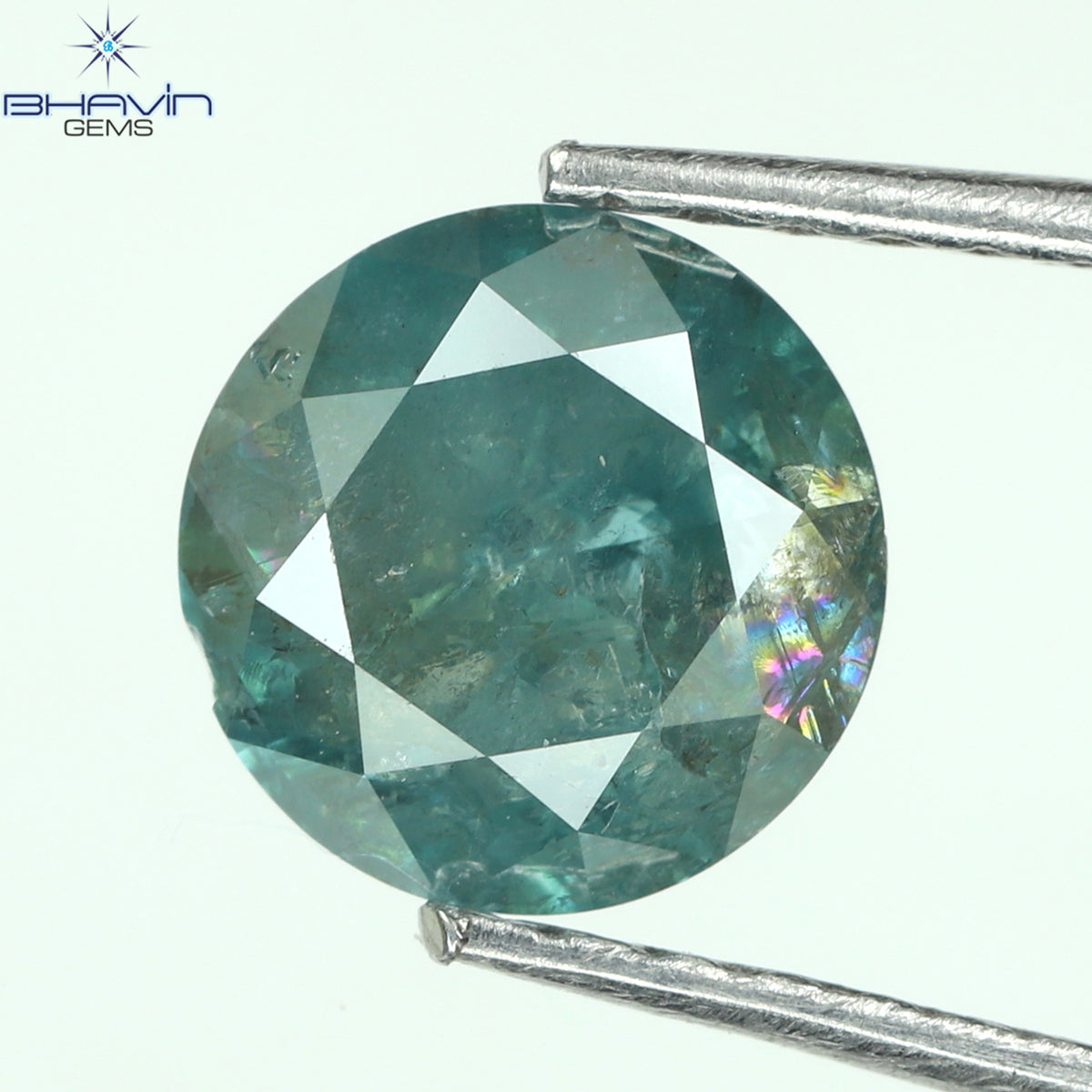 1.23 CT Natural Round Diamond Enhanced Blue Color Clarity I3 (6.57 MM)
