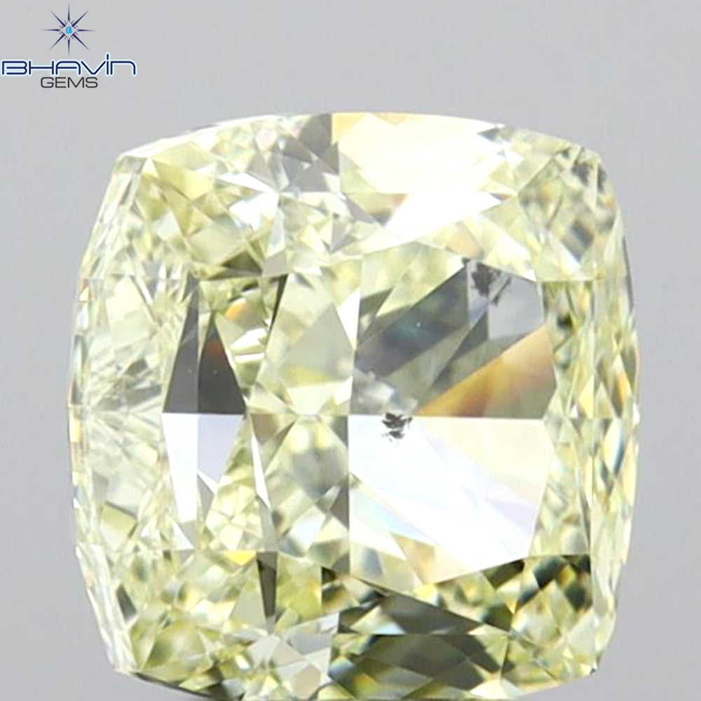GIA Certified 1.71 CT Cushion Diamond Natural Yellow Color SI1 Clarity (6.38 MM)