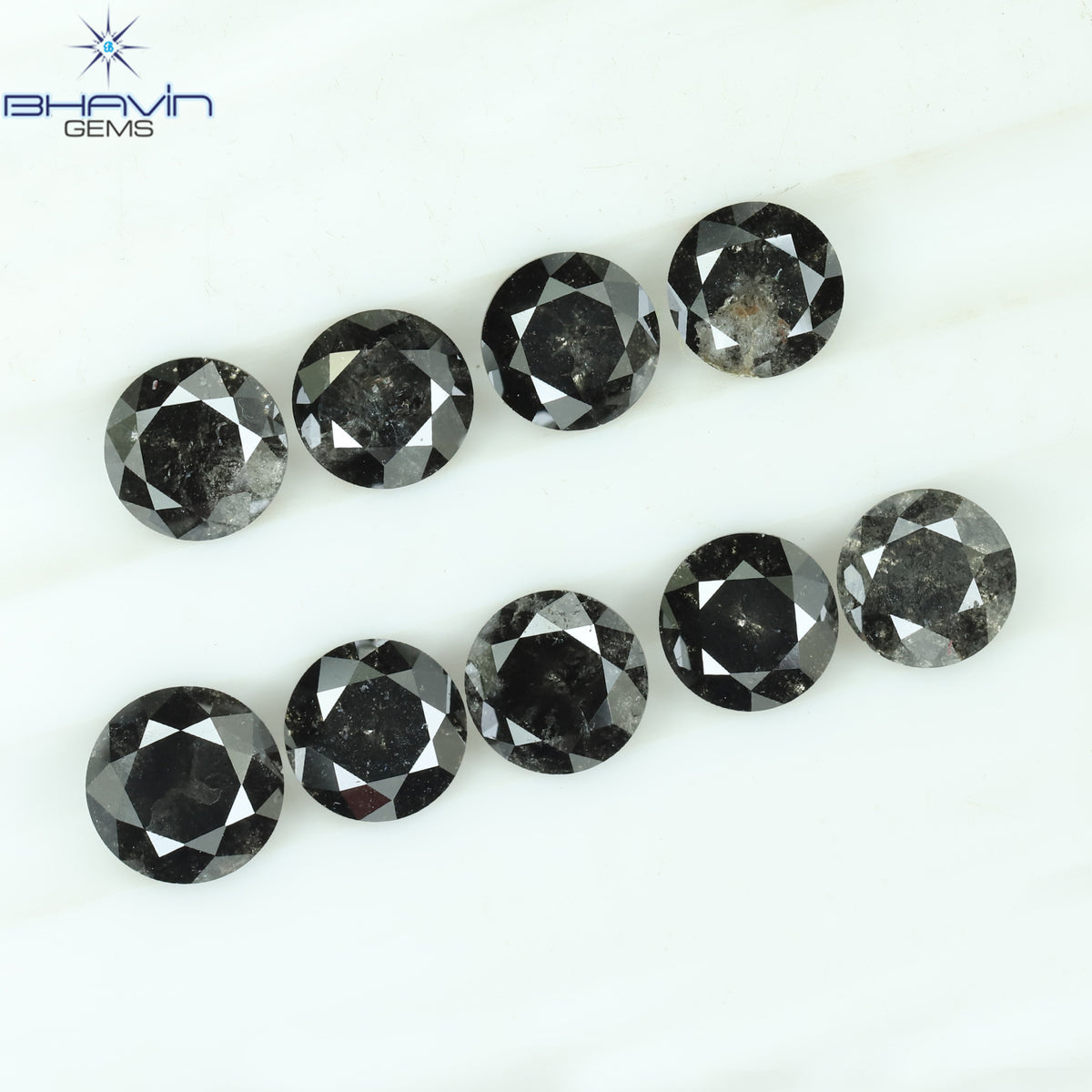 1.00 CT/6 個 ラウンド シェイプ ナチュラル ルース ダイヤモンド ソルト アンド ペッパー カラー I3 クラリティ (3.52 MM)