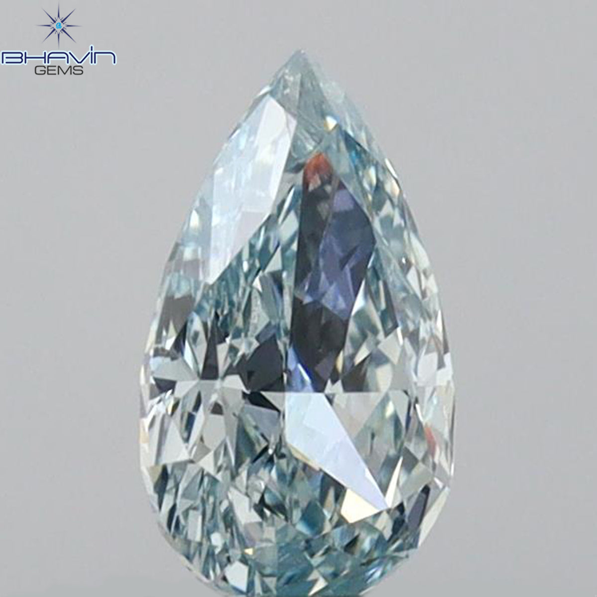 0.46 CT Natural Pear Diamond Enhanced Intense Blue Color Clarity VS1 (6.58 MM)