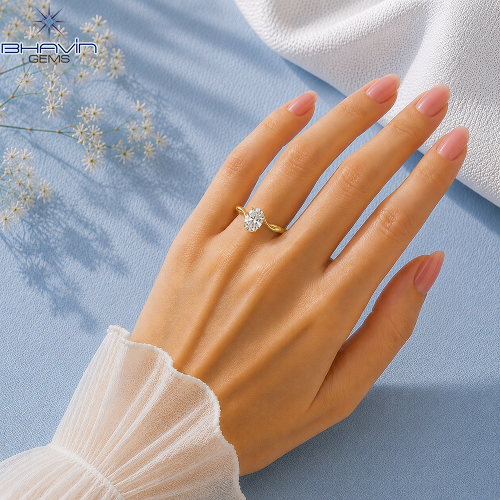 Oval Cut Bypass Solitaire Engagement Ring in Yellow Gold