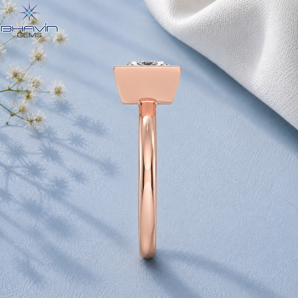 Princess Cut Bezel Set Solitaire Engagement Ring in Rose Gold