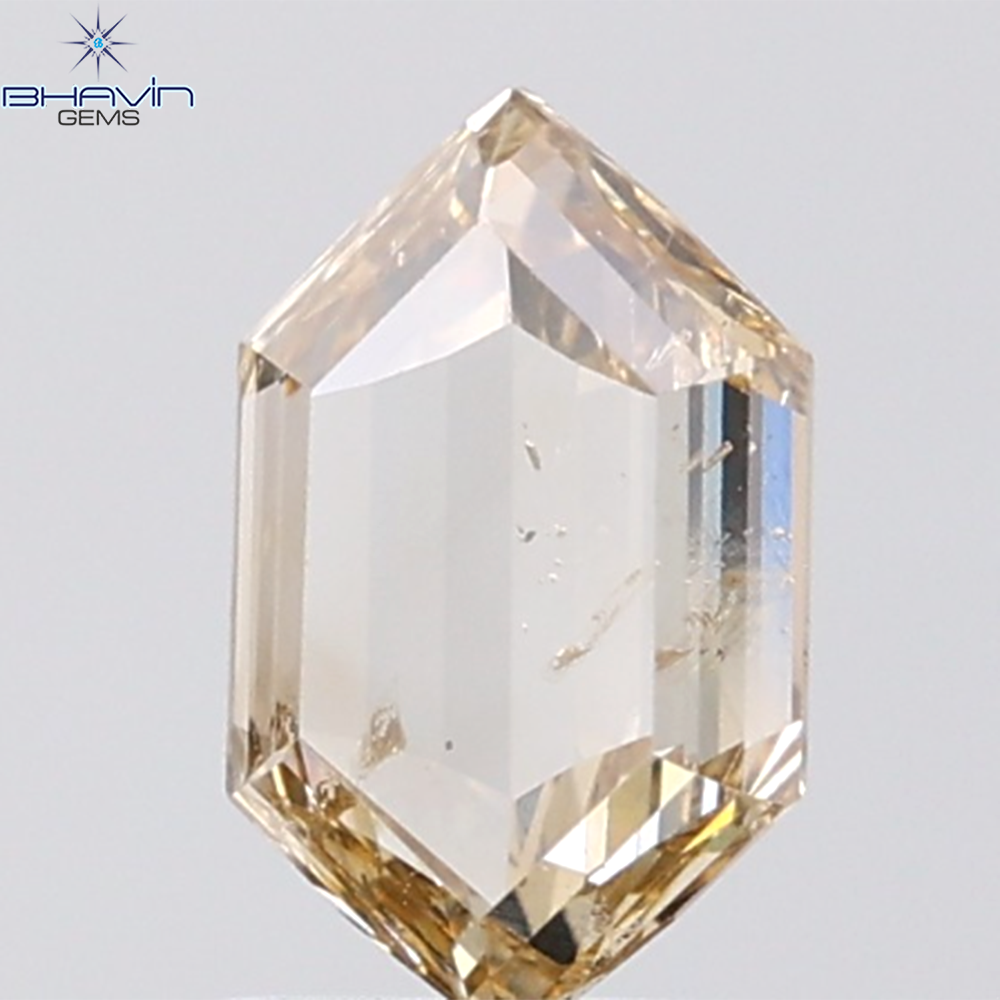 1.03 CT Hexagon Diamond Natural Brown Color SI Clarity (8.48 MM)