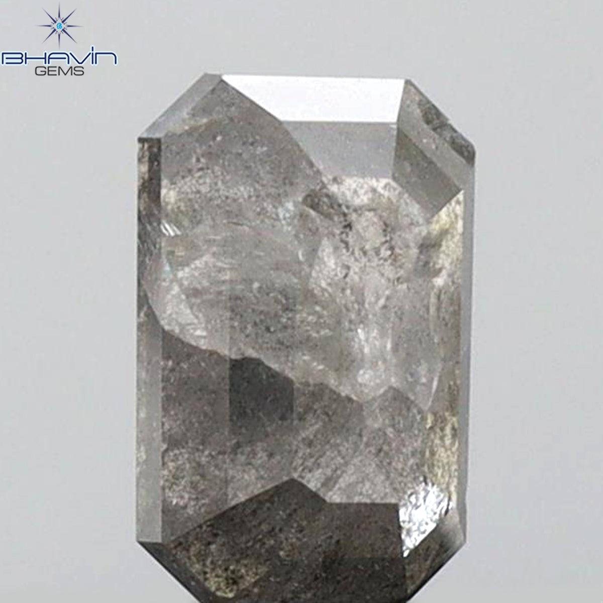 0.74 CT Emerald Shape Natural Diamond Salt And Pepper Color I3 Clarity (5.93 MM)
