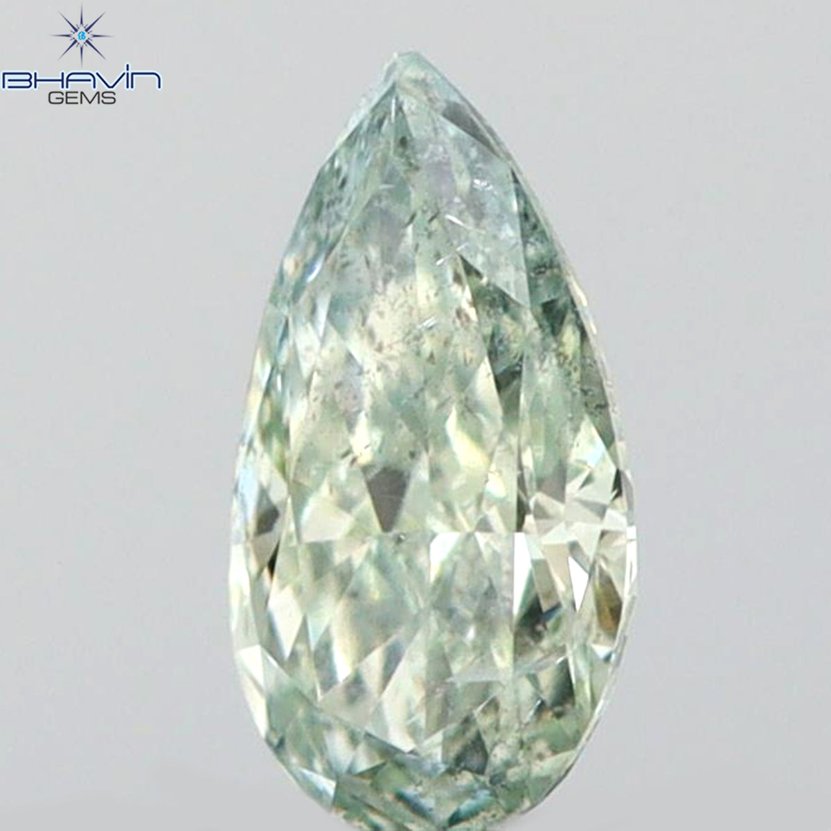 0.10 CT Natural Pear Diamond Enhanced Bluish Green Color Clarity SI1 (4.00 MM)